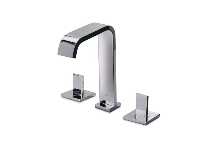 Deck-mounted basin mixer with pop-up waste