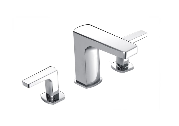 Deck-mounted basin mixer with pop-up waste