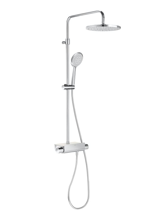 T - ROUND - Thermostatic shower column with shelf