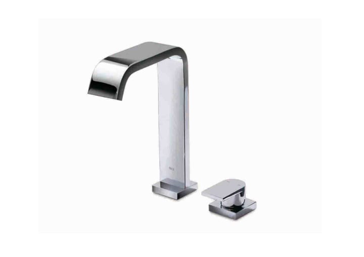 Deck-mounted basin mixer with pop-up waste