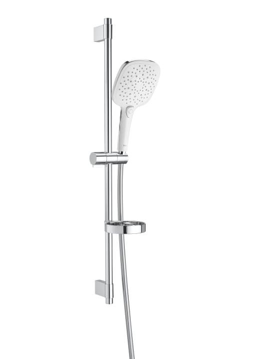 SQUARE - Shower kit with Plenum Square 3 functions handshower, 800 mm slide bar with adjustable handshower bracket, soap dish and 1.70 m flexible hose.