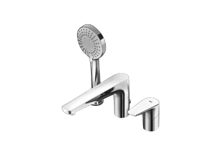 Deck-mounted bath-shower mixer